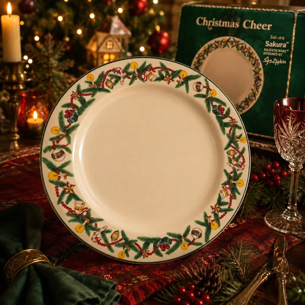 Vintage 1994 Sakura Christmas Cheer Sue Zipkin Stoneware Dinner Plate
